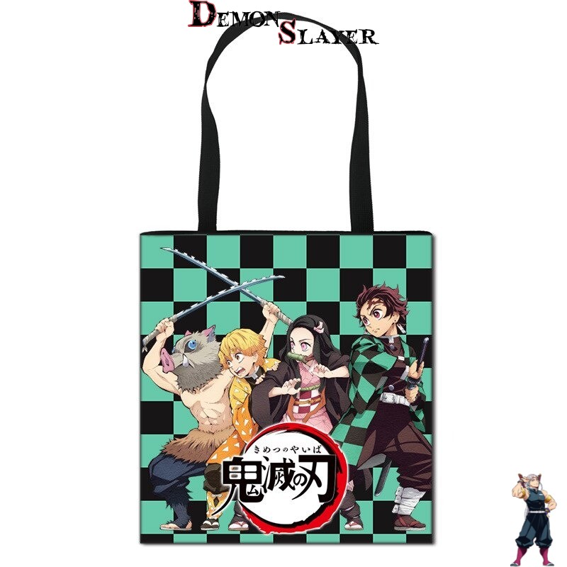 Tote bag Demon Slayer avec Inosuke, Zenitsu, Nezuko et Tanjiro