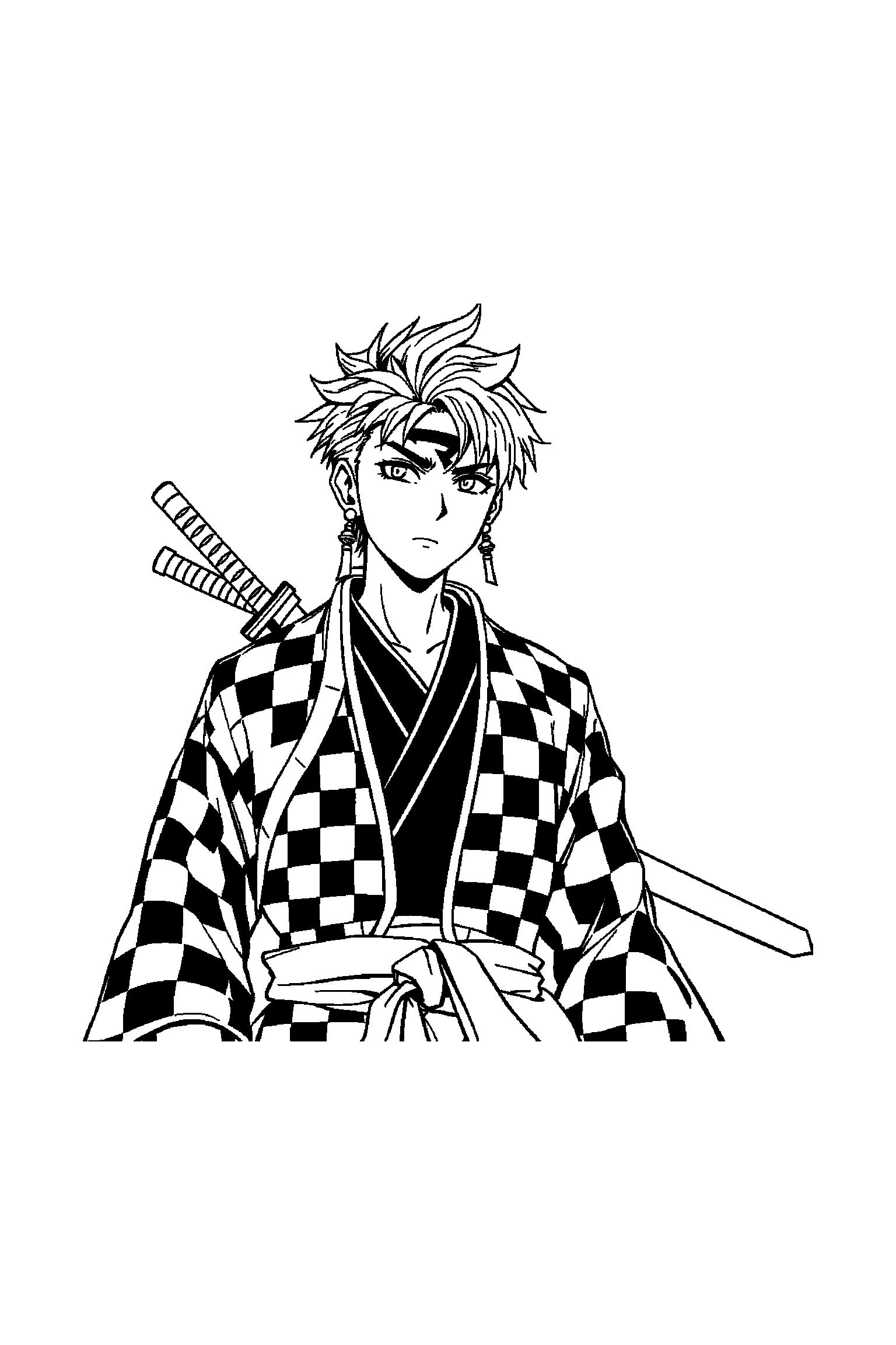 Coloriage Demon Slayer gratuit à imprimer - Nezuko qui regarde une étoile Coloriage Demon Slayer gratuit à imprimer : Nezuko qui regarde une étoile