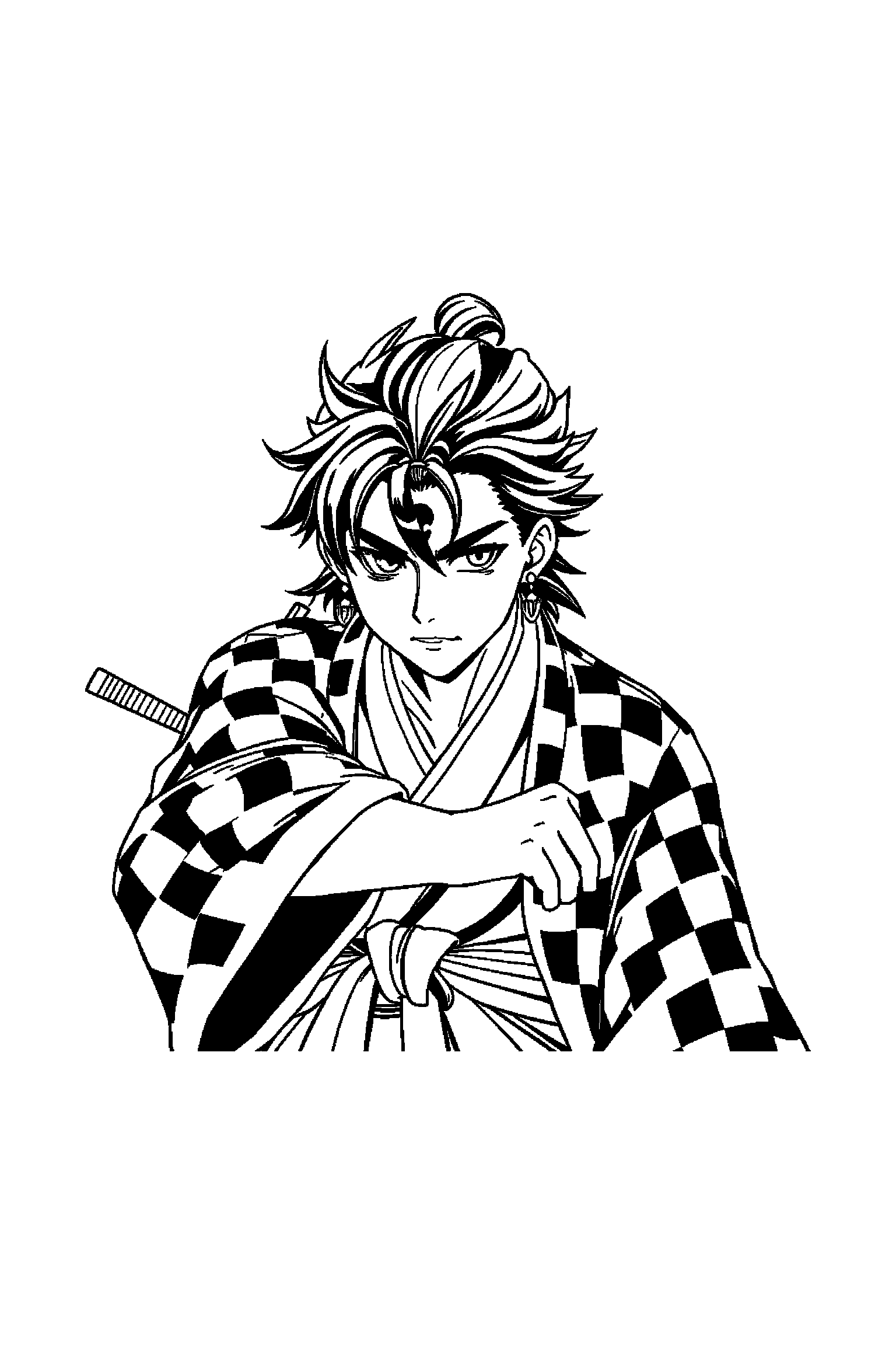 Coloriage Demon Slayer gratuit à imprimer - Zenitsu avec un cadeau fermé Coloriage Demon Slayer gratuit à imprimer : Zenitsu avec un cadeau fermé