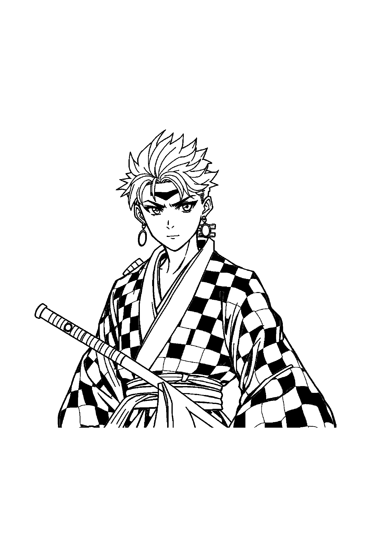Coloriage Demon Slayer gratuit à imprimer - Inosuke en portrait facile à colorier Coloriage Demon Slayer gratuit à imprimer : Inosuke en portrait facile à colorier