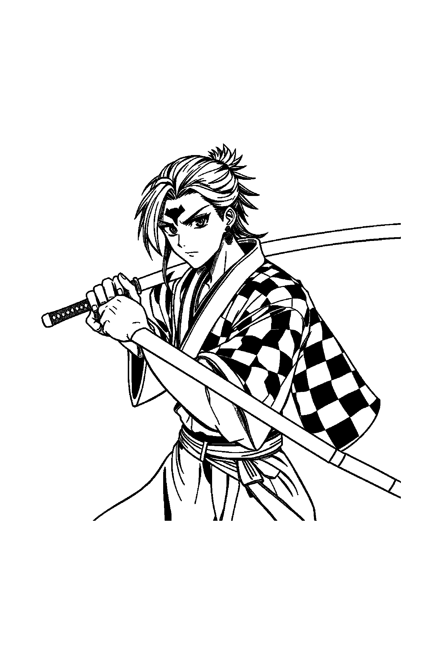 Coloriage Demon Slayer gratuit à imprimer - Nezuko qui montre un masque avec un bras bien attaché au corps Coloriage Demon Slayer gratuit à imprimer : Nezuko qui montre un masque avec un bras bien attaché au corps