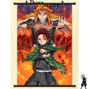Poster déroulant Demon Slayer avec Tanjiro et Kyojuro Rengoku