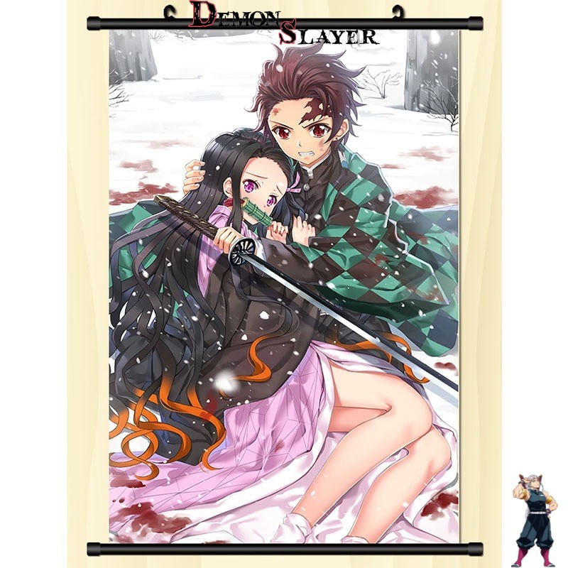 Poster déroulant Demon Slayer Tanjiro et sa Soeur, format au choix