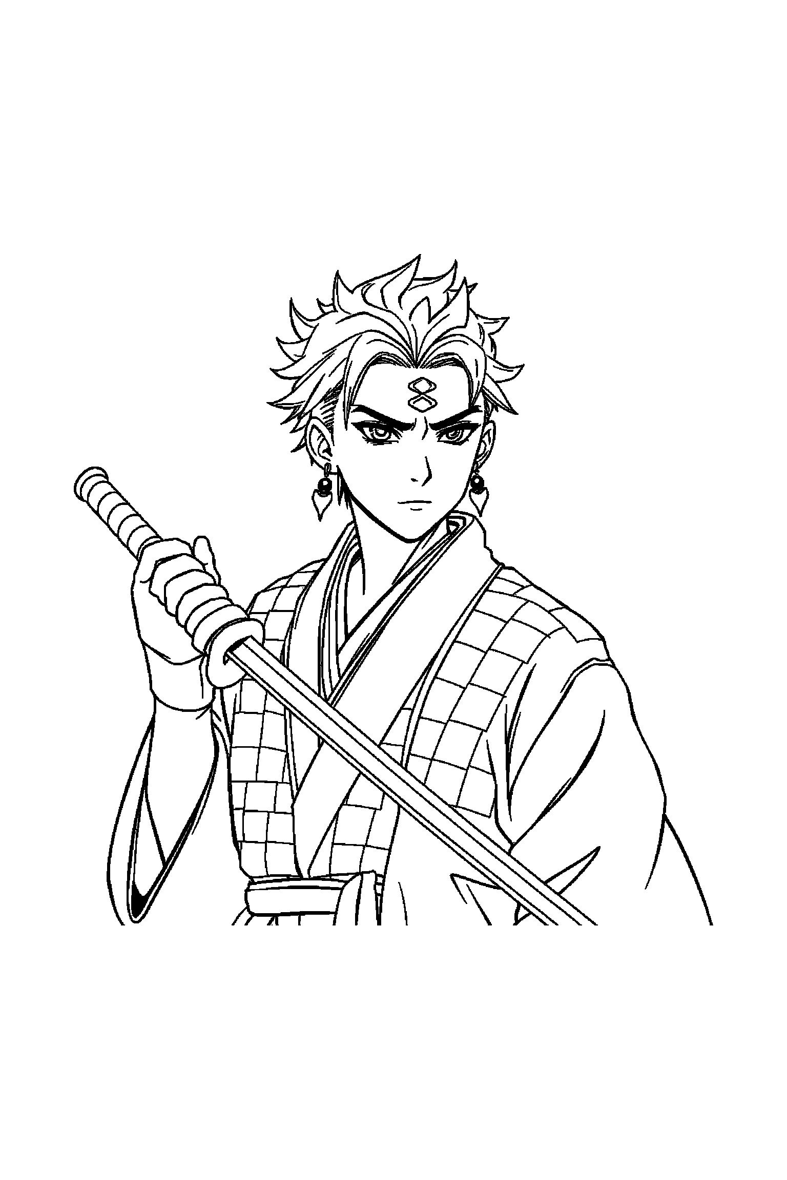 Coloriage Demon Slayer gratuit à imprimer - Zenitsu en petite scène d'aventure Coloriage Demon Slayer gratuit à imprimer : Zenitsu en petite scène d'aventure