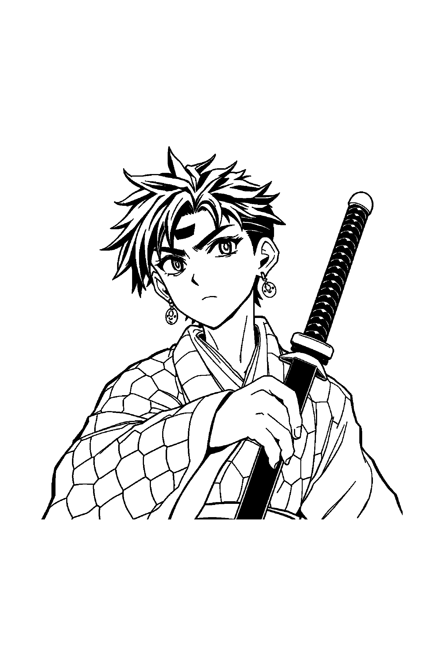 Coloriage Demon Slayer gratuit à imprimer - Nezuko qui prépare une activité Coloriage Demon Slayer gratuit à imprimer : Nezuko qui prépare une activité