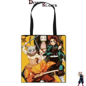 Tote bag Demon Slayer Nezujo avec Tanjiro, Inosuke et Zenitsu