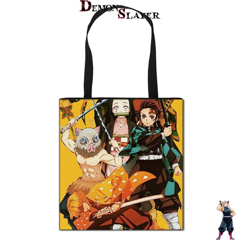 Tote bag Demon Slayer Nezujo avec Tanjiro, Inosuke et Zenitsu