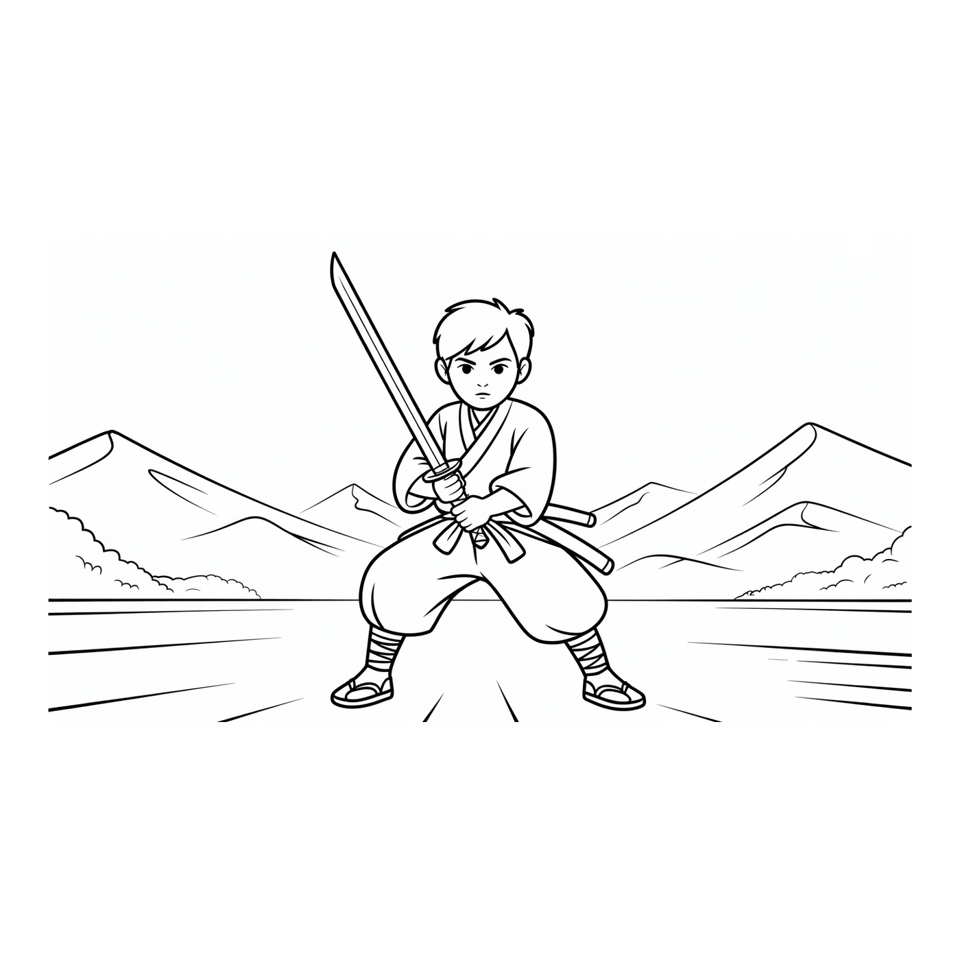 Coloriage Demon Slayer gratuit à imprimer - Tanjiro avec son sabre Coloriage Demon Slayer gratuit à imprimer : Tanjiro avec son sabre