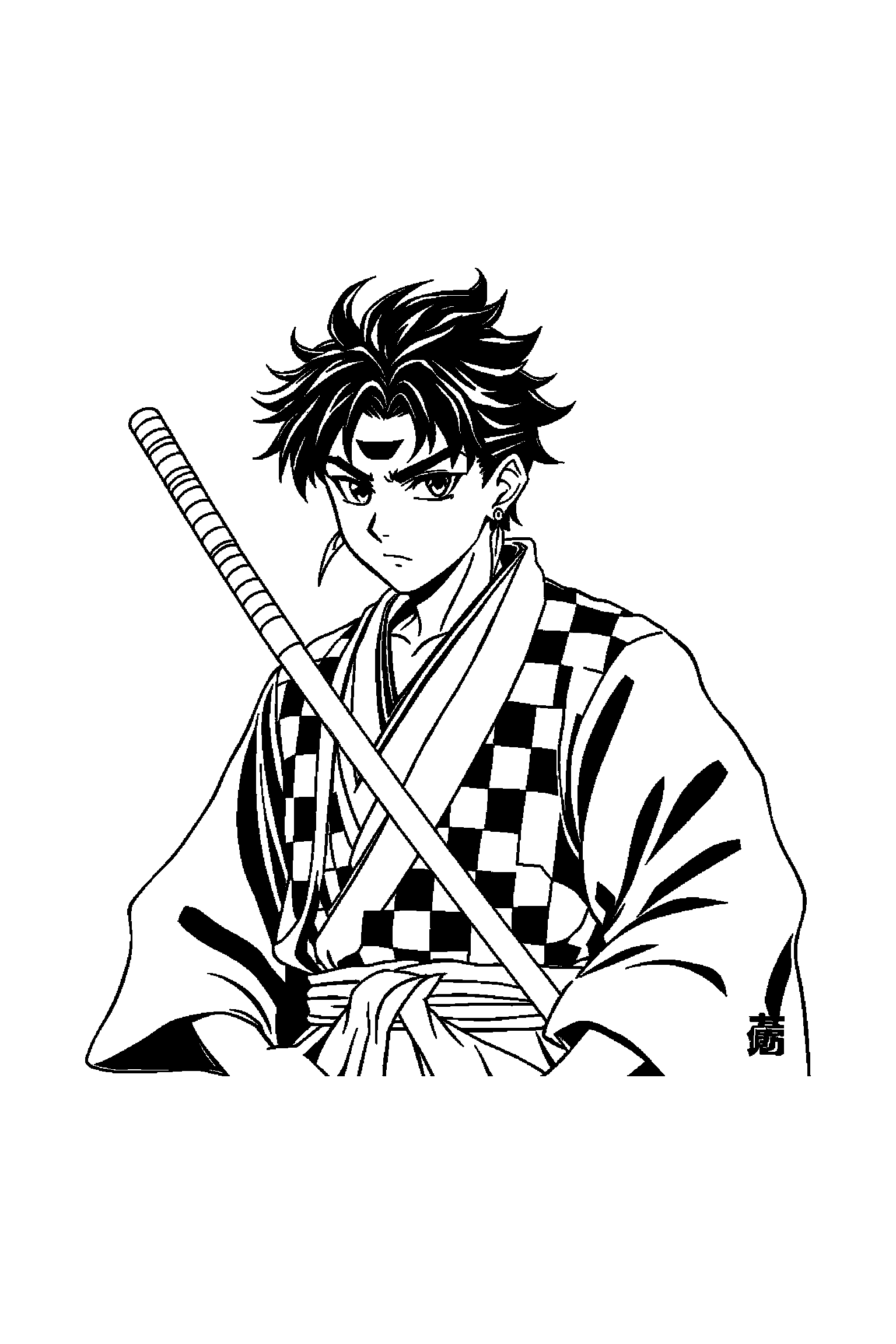 Coloriage Demon Slayer gratuit à imprimer - motif difficile de nuages japonais autour de Zenitsu Coloriage Demon Slayer gratuit à imprimer : motif difficile de nuages japonais autour de Zenitsu