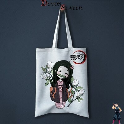 Tote bag Demon Slayer Nezuko Kamado au motif Floral
