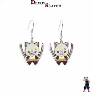 Boucles d'oreilles Inosuke Hashibira Demon Slayer, sanglier et sabres