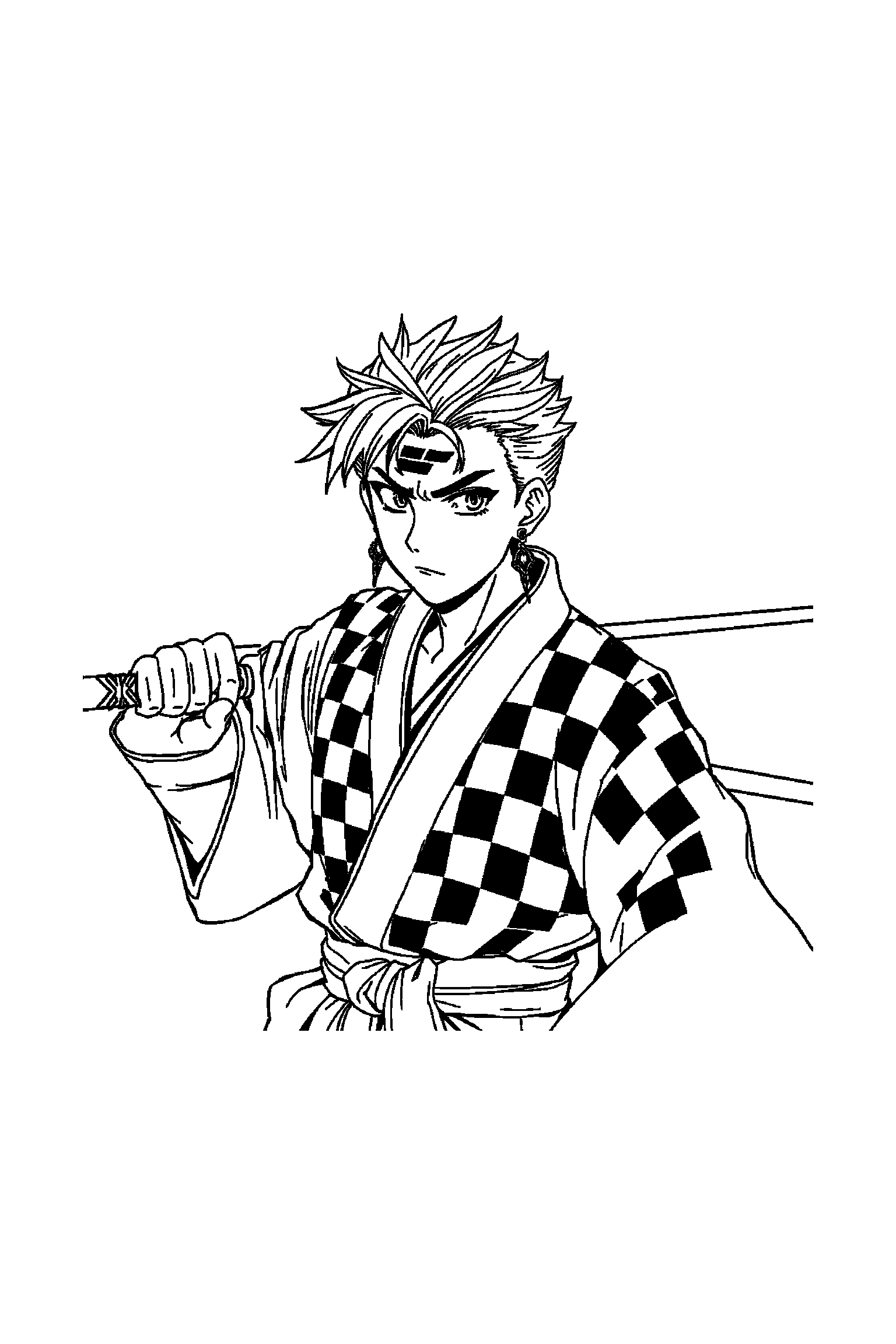 Coloriage Demon Slayer gratuit à imprimer - grand coloriage détaillé de un pourfendeur au sabre avec vagues Coloriage Demon Slayer gratuit à imprimer : grand coloriage détaillé de un pourfendeur au sabre avec vagues