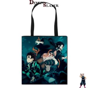Tote bag Demon Slayer Tanjiro et Nezuko scène d'affrontement