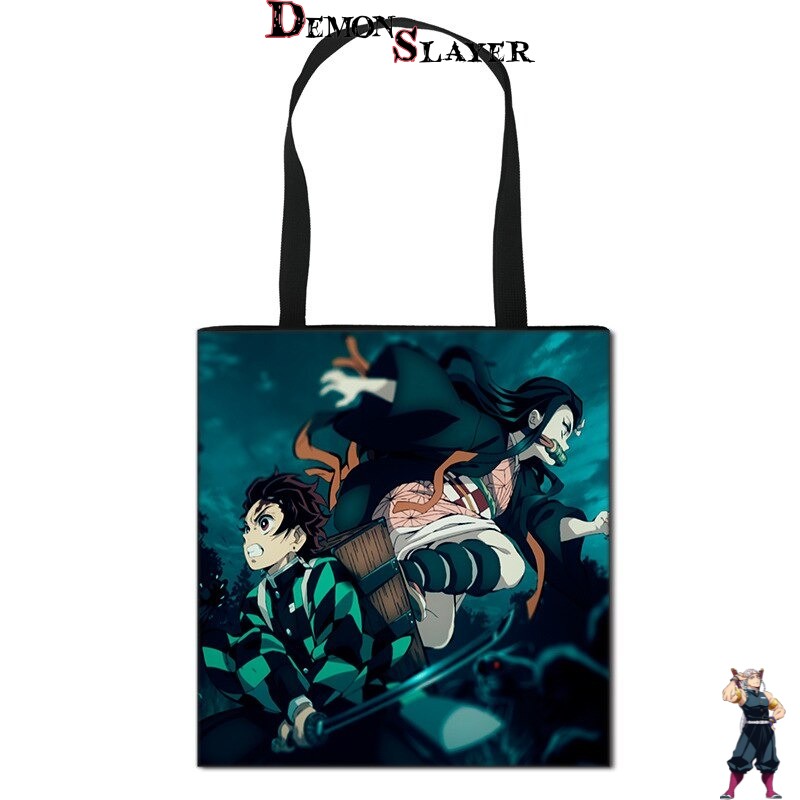 Tote bag Demon Slayer Tanjiro et Nezuko scène d'affrontement