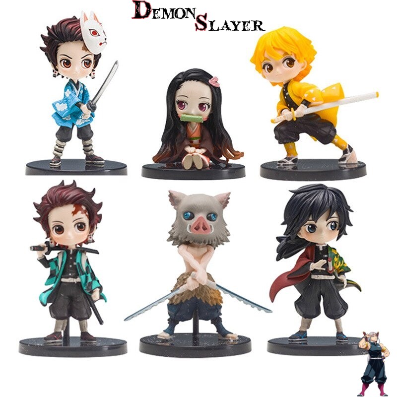 Coffret Demon Slayer de 6 figurines avec Tanjiro, Nezuko, Zenitsu, Inosuke et Giyu