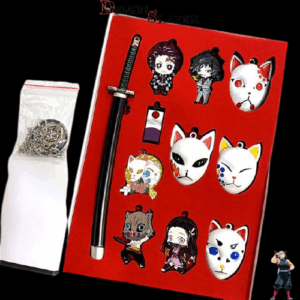 Coffret cadeau Demon Slayer avec portes-clés et katana