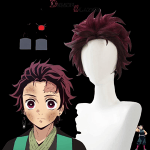 Perruque de cosplay Tanjiro Souffle du Soleil Demon Slayer