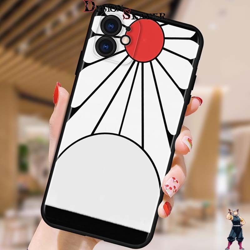Coque iPhone Demon Slayer blanc et rouge multi-tailles