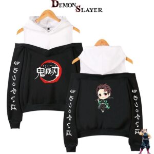 Sweat Demon Slayer Tanjiro avec sabre, épaules dénudées