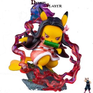 Nezuko en Pose d'Attaque - Figurine Demon Slayer x Pikachu