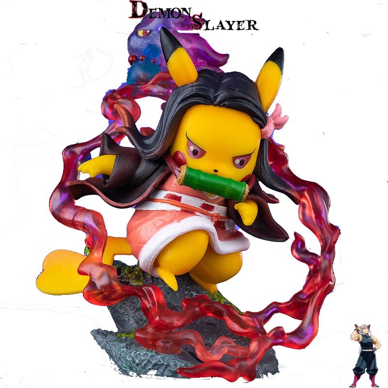 Nezuko en Pose d'Attaque - Figurine Demon Slayer x Pikachu