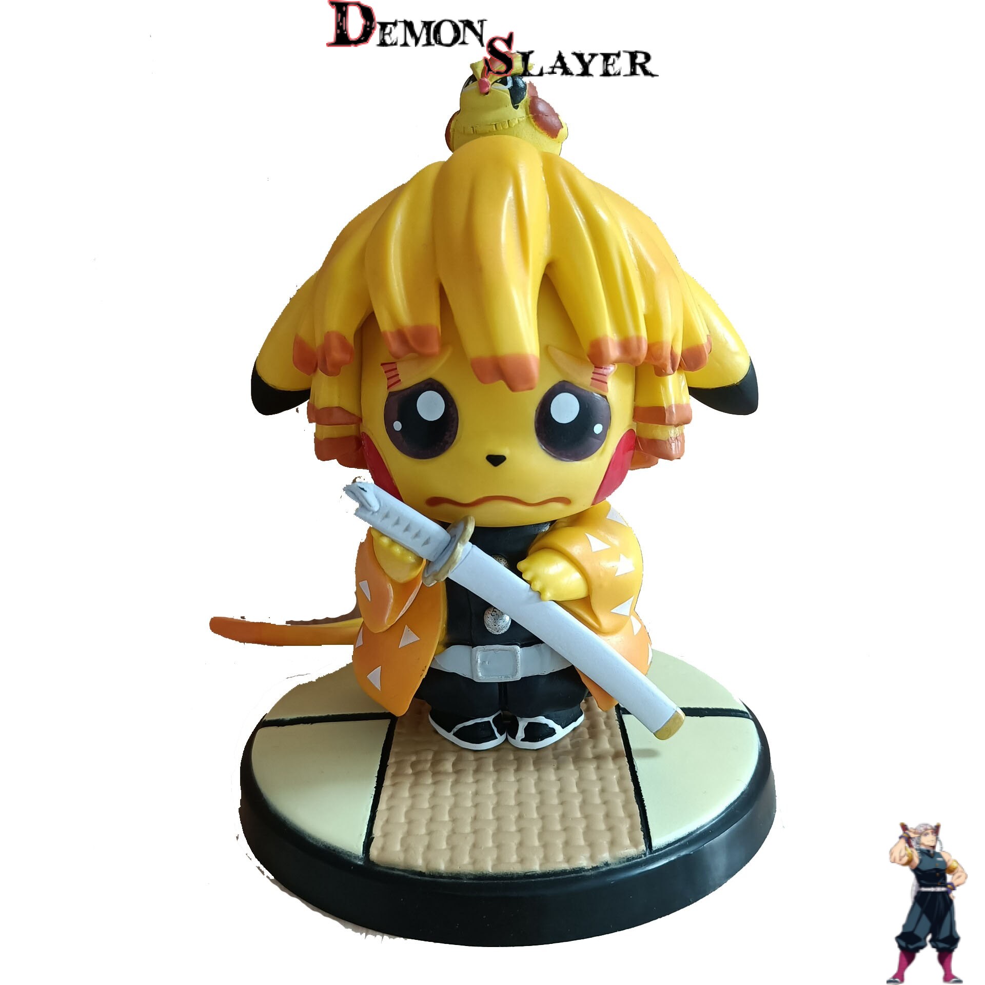 Figurine Demon Slayer Zenitsu triste version Pikachu