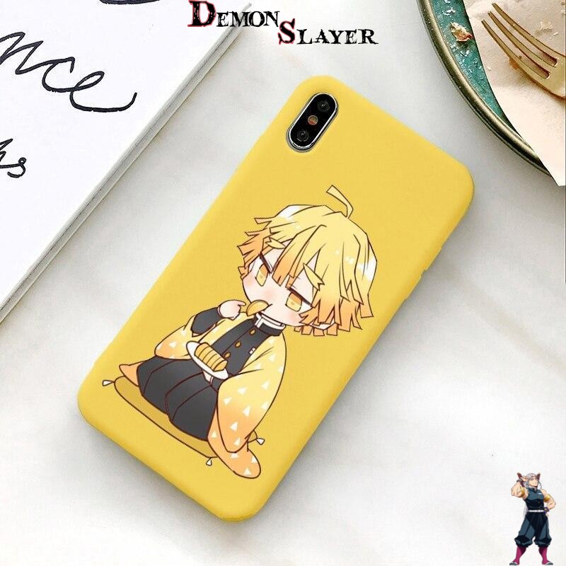 Coque Samsung Demon Slayer Zenitsu mangeant, jaune ou rose
