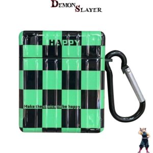 Coque Demon Slayer pour AirPods Tanjiro motif à carreaux