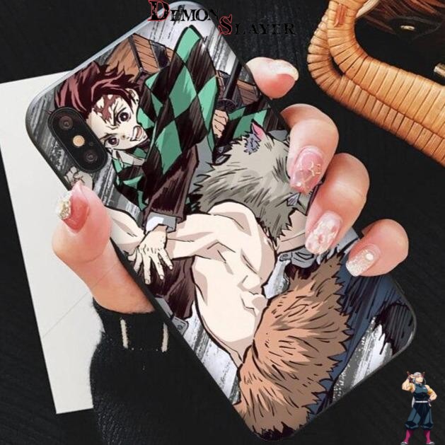 Coque iPhone Demon Slayer Tanjiro face à Inosuke