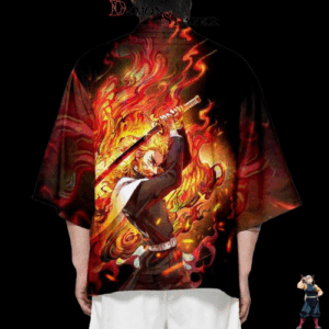 Kimono Kyojuro Demon Slayer Flammes du XXS au 4XL