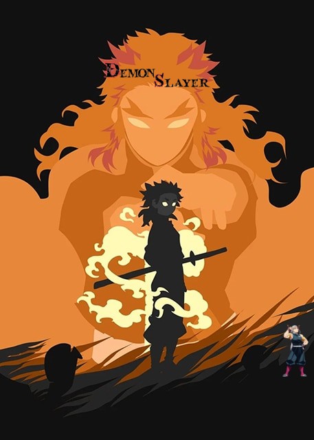 Poster dessin Demon Slayer Kyojuro Rengoku Hashira, plusieurs tailles