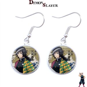 Boucles d’oreilles rondes Giyu Tomioka Demon Slayer, doré ou argenté