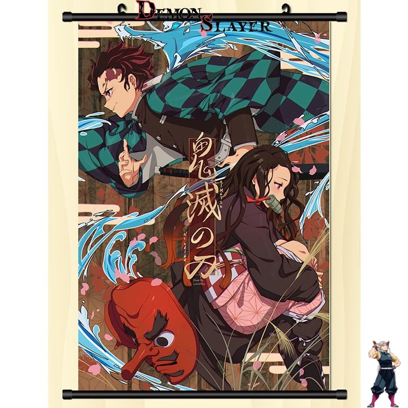 Poster déroulant Demon Slayer Nezuko, Tanjiro et masque de Sabito