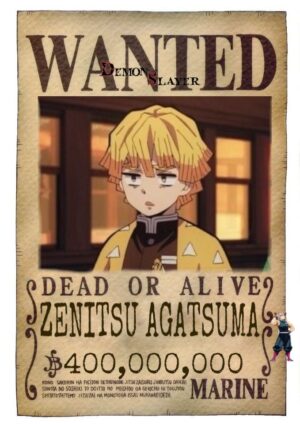 Poster avis de recherche Zenitsu Agatsuma Demon Slayer