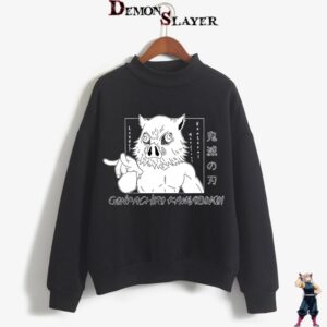 Pull Demon Slayer Inosuke Hashibira noir et blanc