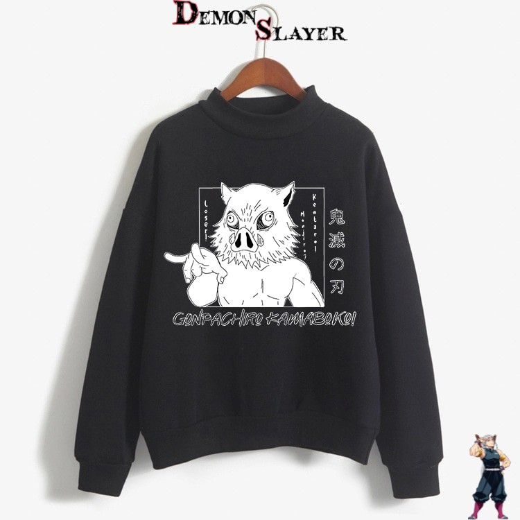 Pull Demon Slayer Inosuke Hashibira noir et blanc