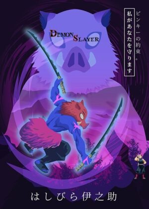 Poster Demon Slayer Inosuke Hashibara Cochon en dessin