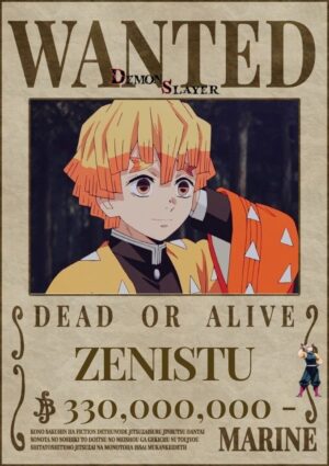 Poster avis de recherche Demon Slayer Zenitsu Kawaii