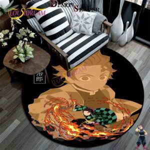 Tapis rond Tanjiro Souffle du Feu Demon Slayer