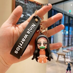 Porte-clés cartoon Demon Slayer Nezuko Kamado regard rouge, modèle 5