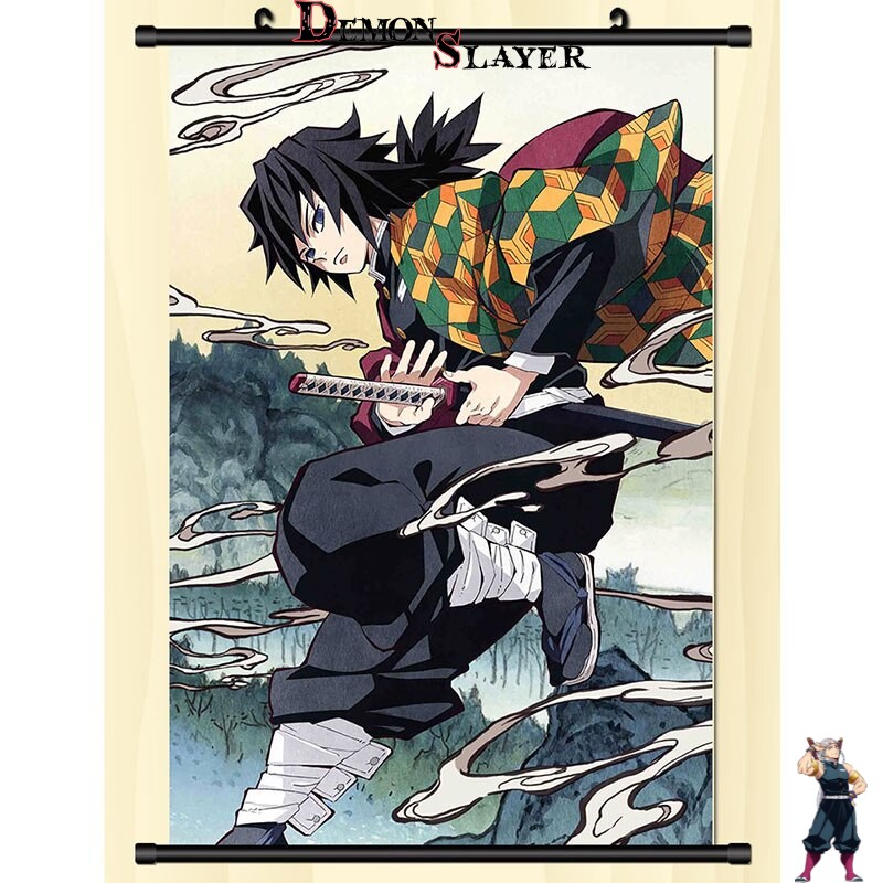 Poster déroulant Demon Slayer Giyu Tomioka avec katana, 2 tailles