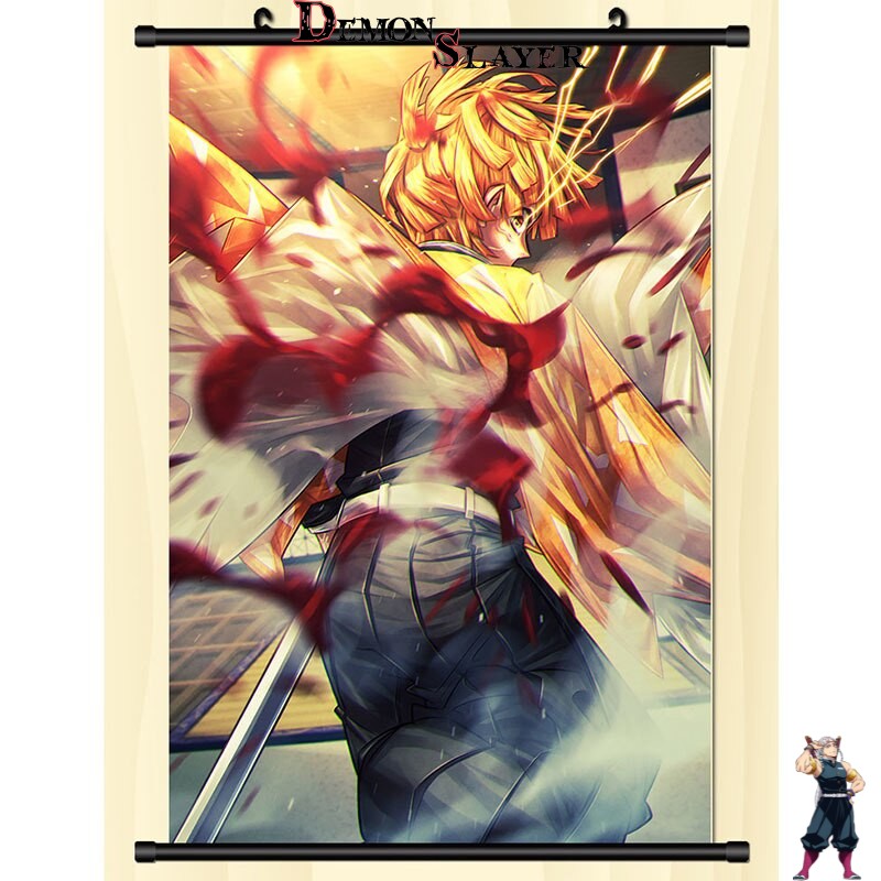 Poster déroulant Demon Slayer avec Zenitsu Attaquant