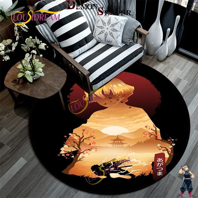 Tapis rond Demon Slayer avec Zenitsu Agatsuma