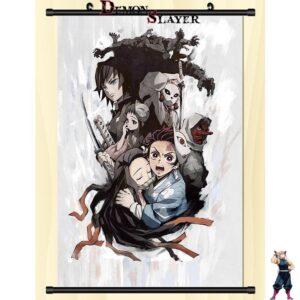 Poster déroulant Demon Slayer Tanjiro et ses amis apeuré, deux tailles