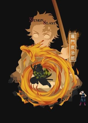 Poster Demon Slayer Tanjiro Kamado Souffle du Feu en dessin
