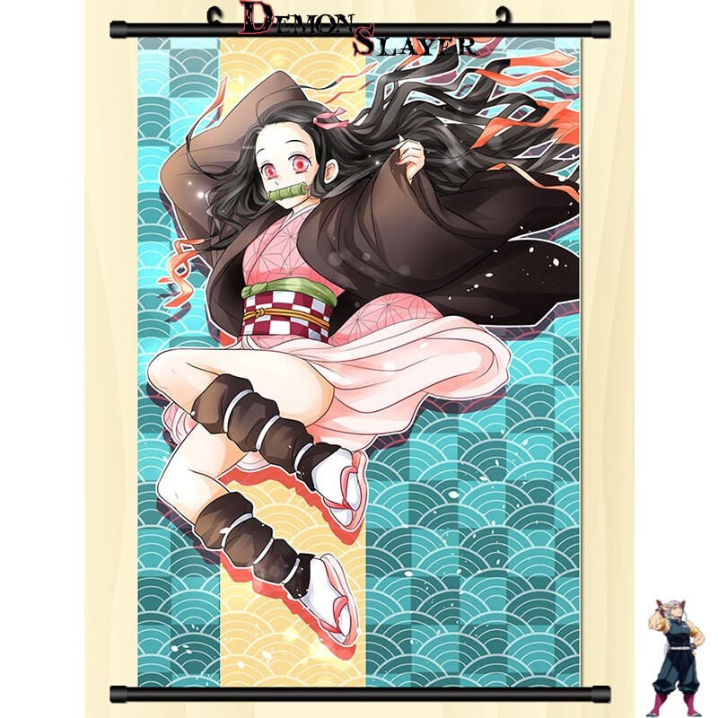 Poster déroulant Demon Slayer Nezuko Kamado sautant, taille au choix