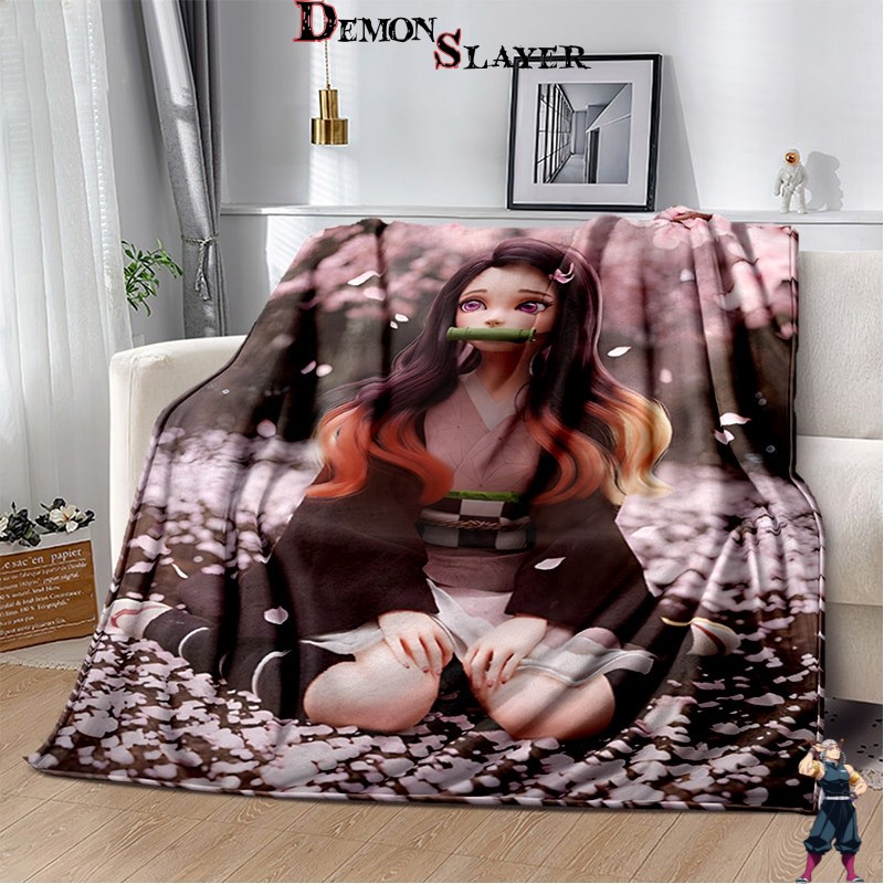 Couverture Nezuko accroupie Demon Slayer taille au choix