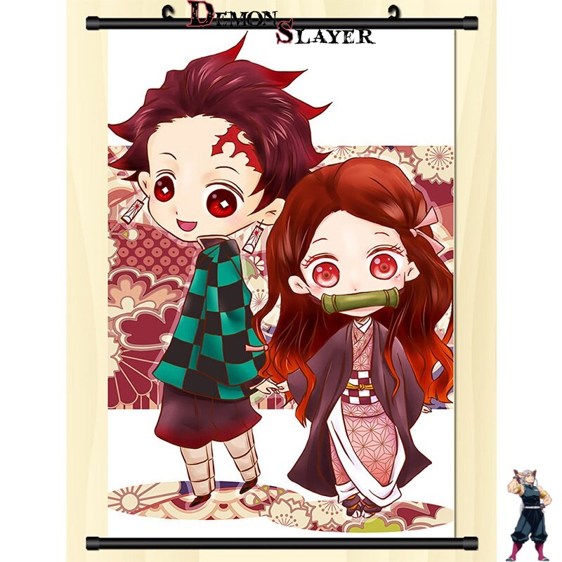 Poster déroulant Demon Slayer Tanjiro et Nezuko Kawaii, 20 cm x 30 cm ou 30 cm x 45 cm