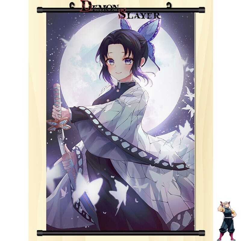 Poster déroulant Demon Slayer Shinobu Kocho sous la pleine lune
