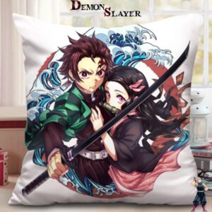 Housse de coussin Demon Slayer Nezuko et Tanjiro, frère et soeur